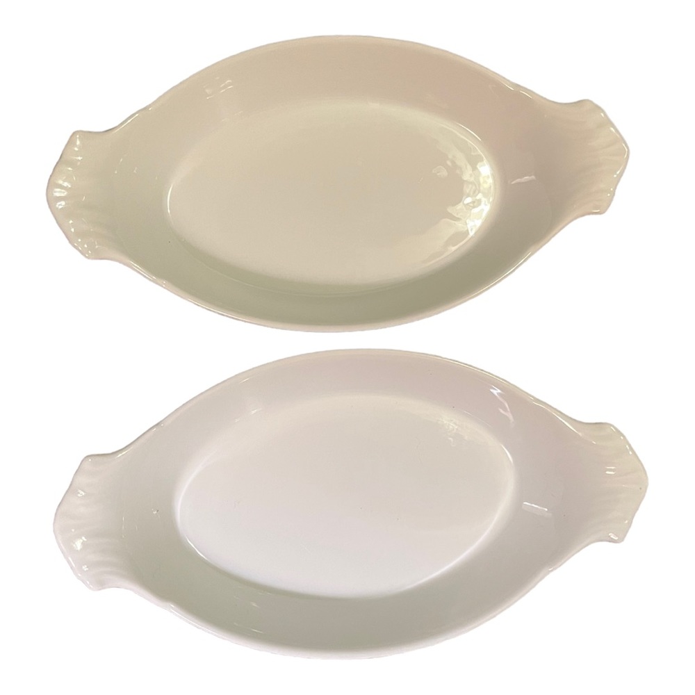 Apilco 9” porcelain Au Gratin handled baking dishes-pair. France